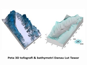 Peta 3D tofografi dan bathymetri Danau Lut Tawar (sumber : BP3U Palembang)