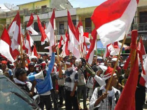 Aksi konvoi bendera Merah Putih di Blangkejeren. (foto : Ist)