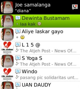 Foto Diana dalam BlackBerry. (Ist)