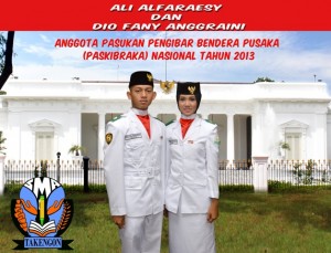 Ali Alfaraery dan Dio Fany Anggraini Anggota Paskibraka Tahun 2013 ( Foto: Ist)