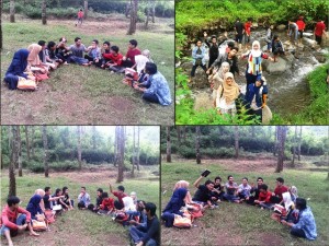 Mahasiswa yang tergabung dalam IPPEMATANG - Malang sedang menggelar diskusi di sebuah kebun jeruk