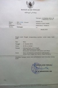 Surat Undangan Dari Bupati Aceh Tengah