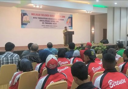 Kepala Dinas Pendidikan Aceh, Drs.Hasanudin Darjo MM, saat membuka seleksi Olimpiade Olahraga Siswa Nasional (02SN) yang dilangsungkan di Banda Aceh sejak 10 hingga 14 Oktober 2016.