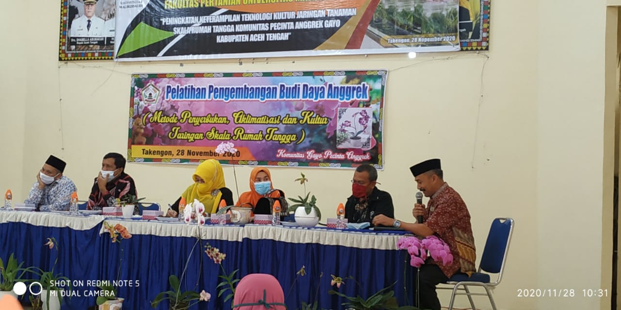 Komunitas Gayo Pecinta Anggrek Optimalkan Potensi Budi Daya Anggrek di Aceh Tengah (KGPA) binaan Dinas Pertanian Kabupaten Aceh Tengah bekerja sama dengan Program Magistet Agroekonologi Fakultas Pertanian Universitas Malikulsaleh untuk menjalankan program tridarma perguruan tinggi terutama pengabdian kepada masyarakat. Sabtu, 28/11/2020.