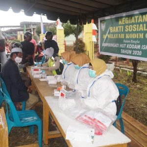 Dalam rangka menyambut HUT ke 64 Kodam IM, Kodim 0119/BM menggelar kegiatan Rapid Test Massal di Kampung Seni Antara Kecamatan Permata Kabupaten Bener Meriah.